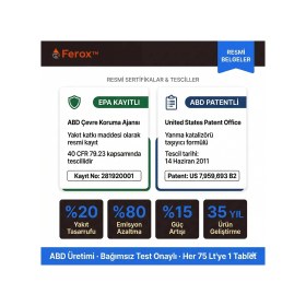 Resim Ferox Fuel Tabs / Yakıt Tasarrufu / Motor ve Turbo Koruyucu / Enjektör Temizleme / Benzin & Dizel / 1 Adet Tablet = 75 Litre / 10 Adet Tablet 