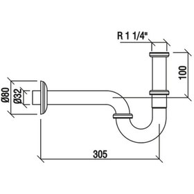 Resim Nsk "u" Borulu Lavabo Sifonu, Metal, Krom - N2600102 Krom 