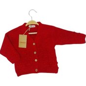 Resim Kız Bebek Kırmızı Düğmeli Hırka-13685 Kırmızı 