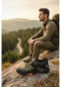 Resim Enoch Erkek Siyah Su Geçirmez Outdoor Trekking Ve Dağ Yürüyüş Ayakkabısı Haki 