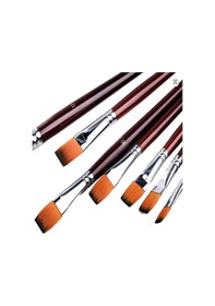 Resim Yassı Uçlu 10 Numara Resim Fırçası 5 Li 1 Paket Samur Kesik Uçlu Fırça Seti Guaj Sulu Akrilik Yağlı Boya Fırçaları 