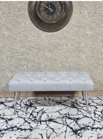 Resim Zafir Krom Kaplama Sivriltme Ayaklı 90 Cm Puf Bench - Puf - Bench - Kasalı Oturak - Oturak - Yatak Ucu Puf Gri 