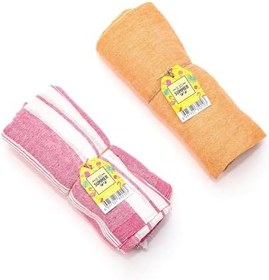 Resim Pembe ve Turuncu Yıkanmış Pamuk Peştemal Seti 