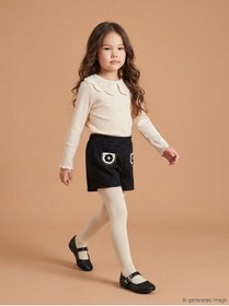 Resim LC Waikiki Bej Bebe Yaka Kız Çocuk Bluz Şort ve Külotlu Çorap 