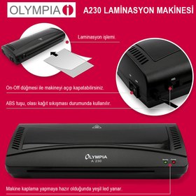 Resim Olympia A230 Laminasyon Makinesi ( A4 ) Ve Hediye 40 Adet Pvc Filmi 