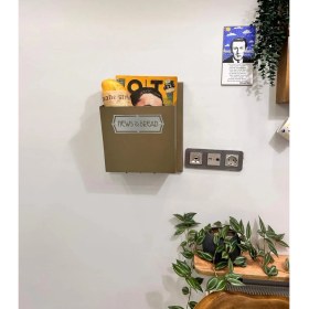 Resim Galvanizli Metal Dergilik &ekmeklik–dekoratif Duvar Organizeri | Haki Renk | 37X27X16 cm 