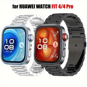 Resim HUAWEI WATCH FIT 4/4 Pro için Paslanmaz Çelik Bant - Premium Metal Correa Bileklik, 3D Dial Ekranı, Şık Siyah Tasarım ve Fitness Takibi ve Akıllı Saat Aksesuarları için Güvenli Uygunluk, Fitness Takipçisi, Şık Saat Tasarımı, Dayanıklı Saat Bantı 