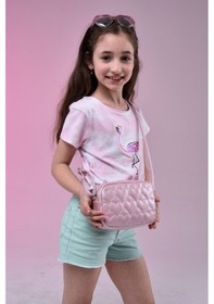 Resim İcone Bag Icone Çocuk Kalp Kapitone Detaylı Omuz Çantası Pudra 