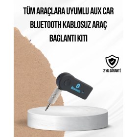 Resim Pileli Store Araç Içi Bluetooth Aux Adaptörü ve Telefon Görüşme Cihazı 