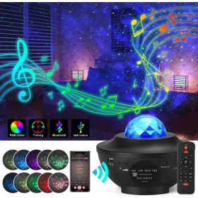 Resim Beemen Projektör Gece Lambası Bluetooth Hoparlör Disko Topu Galaksi Işıkları Uzaktan Kumandalı 