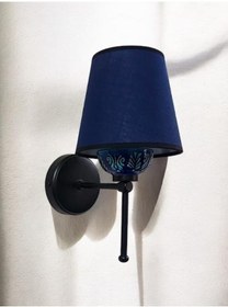 Resim Didim Siyah Metal Aplik Siyah Statik Boyalı Mavi Çini Cam Arkalı Siyah 