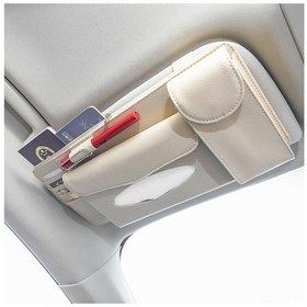 Resim Ranyeek Araç İçin Multifonksiyonel Kumaş Peçete Kutusu - Güneşlik Tutucu, Gözlük Kılıfı Ve Saklama Çantası 3'ü Bir Arada - Bej 