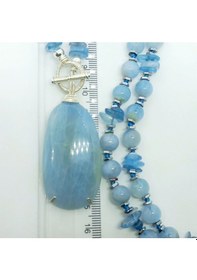 Resim Sibelce 2012 Akuamarin Gümüş 925 El Yapımı Kolye Mavi 