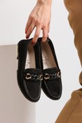Resim NAVİSHOES Kadın Hakiki Deri Loafer By173 - Siyah Süet 