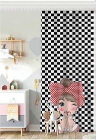 Resim RealHomes Siyah Tek Kanat Fashion Girl Temalı Dijital Baskılı 3d Çocuk Odası Fon Perde 