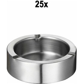 Resim 25 Adet Çelik 11 Cm Kafe Restaurant Lokanta Yuvarlak Kül Tablası Küllük Mt168-25 