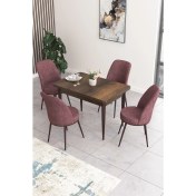 Resim Canisa Concept Nil Serisi 70 x 110 cm Sabit Barok Ahşap Desen Mutfak Masa Takımı+4 Adet Sandalye 