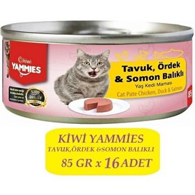 Resim Kiwi Kcm-50393 Tavuk-ördek-somon Balıklı Kedi Konservesi 16 Adet X 85gr 