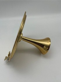 Resim Ayaklı Gold Yuvarlak Metal Çay Ve Kahve Servis Sunum Tepsisi 