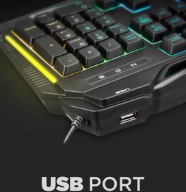 Resim Rampage KB-R63 Stage Siyah USB 7 Renk Aydınlatmalı Q 4 Macro Fonksiyon 1*USB Hub Oyuncu Klavyesi 