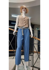 Resim Eren Style İtalyan Kemerli Keten Pantolon-9260 İndigo Mavi İndigo 