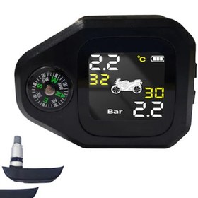 Resim AyShop Motosiklet 2'li Dahili Sensörlü Su Geçirmez Ekranlı Sıcaklık Lastik Basınç Takip Sistemi 