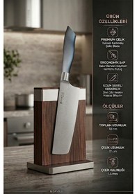Resim Silver Gray Serisi 4 Lü Mutfak Bıçağı Et Ekmek Sebze Mutfak Şef Bıçak Seti Mft-784 Gri 