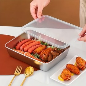 Resim 3 Adet Paslanmaz Çelik Gıda Saklama Kapları - Sızdırmaz, Yeniden Kullanılabilir, Meyve ve Etler İçin İdeal | Kolay Temizlenir, Üst Üste Yerleştirilebilir Buzdolabı, Dondurucu ve Mutfak Organizatörü 