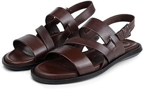 Resim Ducavelli Roma Hakiki Deri Erkek Sandalet, Hakiki Deri Sandalet, Ortopedik Taban Sandalet, Hafif Deri Terlik 