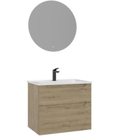 Resim Orka Messina 65 Cm Meşe Led Banyo Dolabı Takımı Meşe 