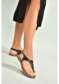 Resim Fox Shoes U652227109 Siyah Kadın Sandalet Siyah-suni Deri 