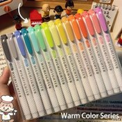 Resim 15 adet Çift Uçlu Highlighter, Boyama, Alt Çizme, Vurgulama İçin Çift Uçlu Hafif Renkli Highlighter Floresan Marker Kalemi, Geniş ve İnce Uçlar 