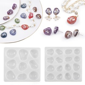 Resim 1 adet Reçine Dökümü için Silikon Takı Kalıbı - Çok Boyutlu Oval Boşluklara Sahip Düzensiz Şekil, DIY Küpeler, Kolyeler, Anahtarlıklar için Yeniden Kullanılabilir Toksik Olmayan Kalıp, Çiçek Desenli, Pürüzsüz Yüzey, Yaratıcı Sanatçılar için El Sanatları Malzemeleri 