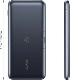 Resim Aukey UsbA&amp;Type-C Çıkışlı Wireless Kablosuz Süper Şarj 10000mAh Powerbank Siyah PB-WL02 