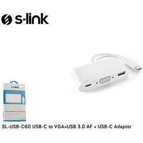 Resim S-link SL-USB-C60 Type-c Erkek To Vga Usb 3.0 Type-c Çevirici 