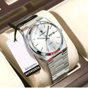 Resim Poedagar Erkek Kol Saati - Lüks Paslanmaz Çelik Kordonlu, Takvimli, Su Geçirmez Quartz Saat 