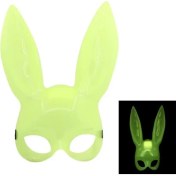 Resim Karanlıkta Yanan Glow Floresan Tavşan Maskesi 