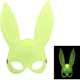 Resim Karanlıkta Yanan Glow Floresan Tavşan Maskesi 