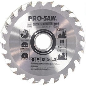Resim Genel Markalar Pro-saw Ps51200 Matkap Uyumlu Ahşap Sunta Testeresi 115 Mm 24diş + Matkap Aparatı 