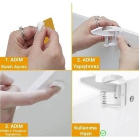 Resim Derin Stok Bebek Çocuk Güvenliği Korumalı Yapışkan Çekmece ve Dolap Için Tutucu Gizli Güvenlik Kilidi 