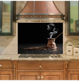 Resim Mutfak Duvar Tezgah Arası Ocak Arkası Sticker Kaplama Cezve Kahve 