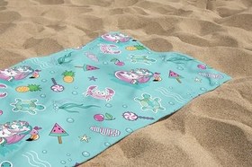 Resim Sevimli Hayvanlar Denizde Unicorn Çocuk Desenli Baskılı Plaj Havlusu Unisex Çocuk Plaj Havlusu 