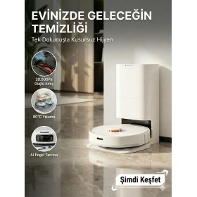 Resim Xiaomi Yapay Zeka Destekli Kameralı ve Gömülebilir Lidarlı Akıllı Robot Süpürge 20.000 Pa Emiş Gücü Saç Dolaşmayan Kesici Fırça Sistemi ve Kenarlara Uzayan Yan Fırça 