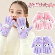 Resim 1 Çift Sanrio Kuromi Karikatür Kış Elbisesi - Kalın Sıcak Tam Parmak Örme Elbise, Sevimli Kuromi Tasarımı, Yumuşak Pembe & Mor, Soğuk Hava İçin Mükemmel, Dış Mekan ve Günlük Kullanım İçin İdeal, Kış Elbisesi, Dış Mekan Soğuk Hava Ekipmanları 