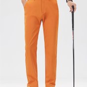Resim Erkekler için Nefes Alabilir Esnek Golf Pantolonu - Cepli, Elastik Bel Bandı ve İpli Rahat Turuncu Günlük & İş Kıyafeti, İlkbahar/Sonbahar İçin Mükemmel, Golf Pantolonları 