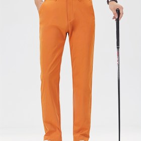 Resim Erkekler için Nefes Alabilir Esnek Golf Pantolonu - Cepli, Elastik Bel Bandı ve İpli Rahat Turuncu Günlük & İş Kıyafeti, İlkbahar/Sonbahar İçin Mükemmel, Golf Pantolonları 