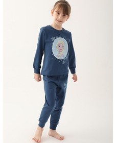Resim Frozen Koyu İndigo Kız Çocuk Uzun Kol Pijama Takım İndigo 