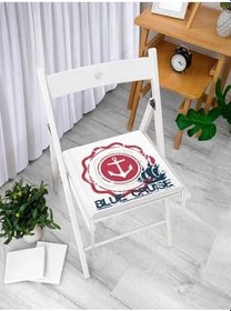 Resim RealHomes Çapa Desen Dijital Baskılı Fermuarlı Sandalye Minderi 