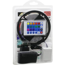 Resim Atc LED Strıp El-07-Rus-K 5mt Kumandalı - Adaptörlü Rgb Renkli Şerit LED IP65=SU Geçirmez SMD=2835 54LEDS/M (5256) 