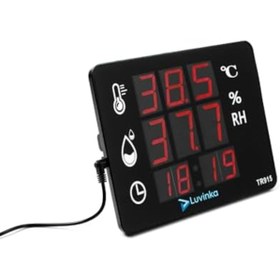 Resim SkyGOO TR915 LED Ekranlı Saatli Duvar Tipi Dijital İç Mekan Termohigrometre 827927 